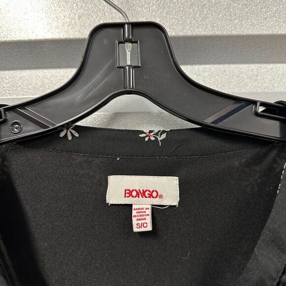 Vintage‎ Bongo Romper Womens S V-Neck Flowy Sleeves Elastic Waist Black Floral - Picture 5 of 8